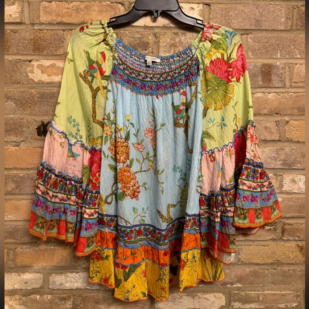 John Mark Women’s XL colorful floral long sleeve shirt